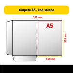 Carpeta A5 con solapa Glasofonado mate - Medidas LowPrint