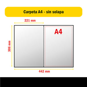 Carpeta A4 sin solapa barniz mate - Medidas LowPrint